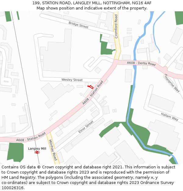 199, STATION ROAD, LANGLEY MILL, NOTTINGHAM, NG16 4AF: Location map and indicative extent of plot