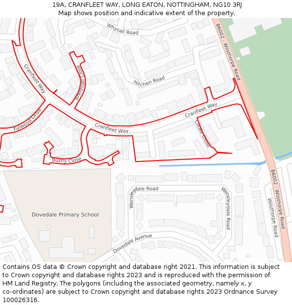 19A, CRANFLEET WAY, LONG EATON, NOTTINGHAM, NG10 3RJ: Location map and indicative extent of plot