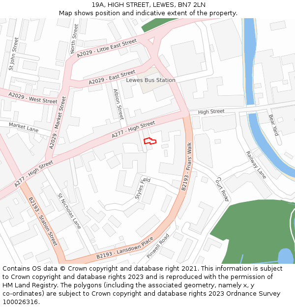 19A, HIGH STREET, LEWES, BN7 2LN: Location map and indicative extent of plot