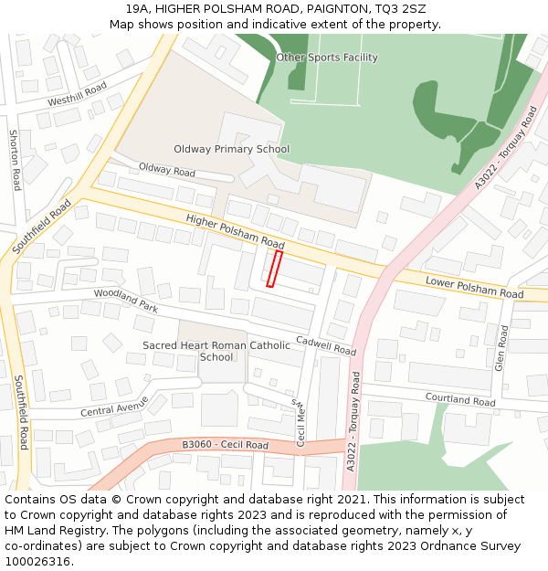 19A, HIGHER POLSHAM ROAD, PAIGNTON, TQ3 2SZ: Location map and indicative extent of plot