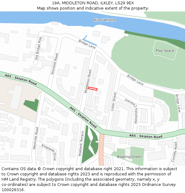 19A, MIDDLETON ROAD, ILKLEY, LS29 9EX: Location map and indicative extent of plot