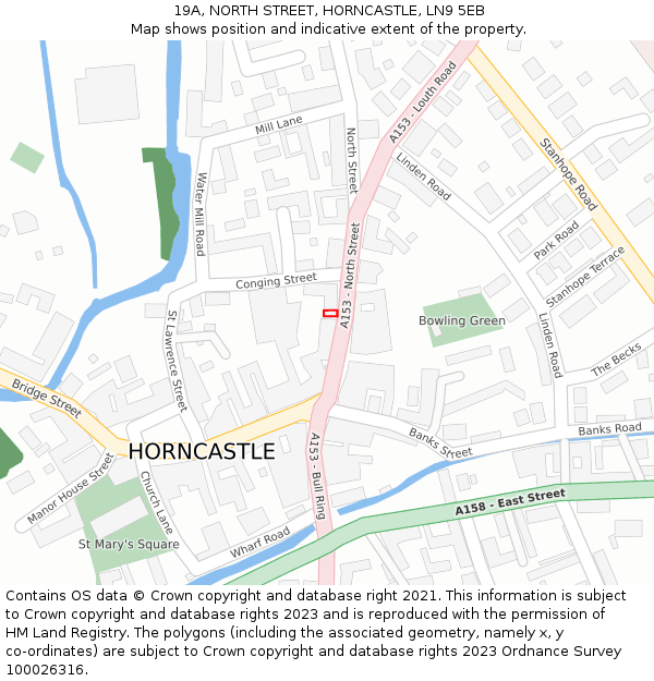 19A, NORTH STREET, HORNCASTLE, LN9 5EB: Location map and indicative extent of plot