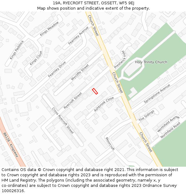 19A, RYECROFT STREET, OSSETT, WF5 9EJ: Location map and indicative extent of plot
