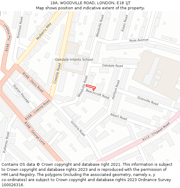 19A, WOODVILLE ROAD, LONDON, E18 1JT: Location map and indicative extent of plot