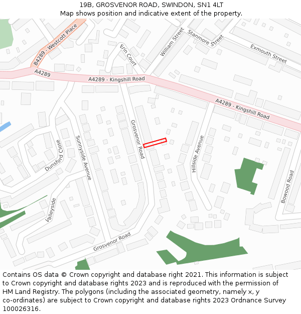 19B, GROSVENOR ROAD, SWINDON, SN1 4LT: Location map and indicative extent of plot