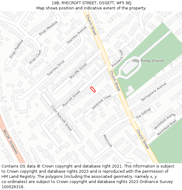 19B, RYECROFT STREET, OSSETT, WF5 9EJ: Location map and indicative extent of plot