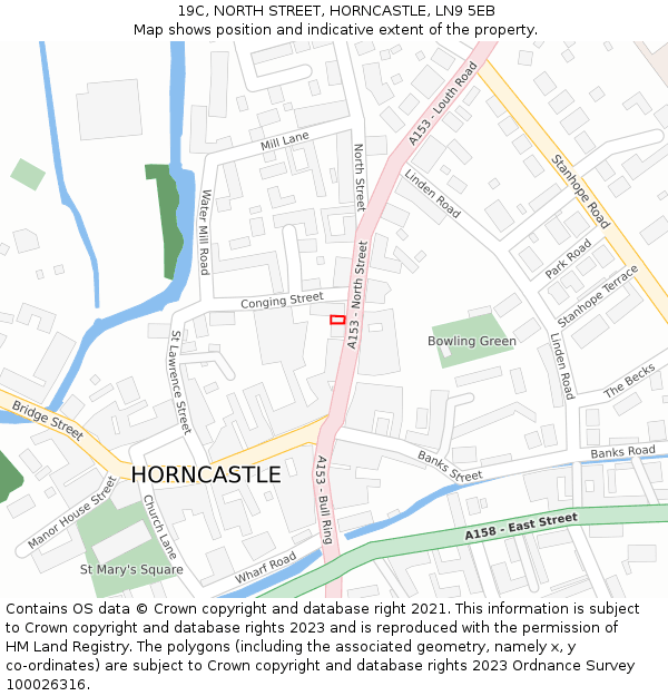 19C, NORTH STREET, HORNCASTLE, LN9 5EB: Location map and indicative extent of plot