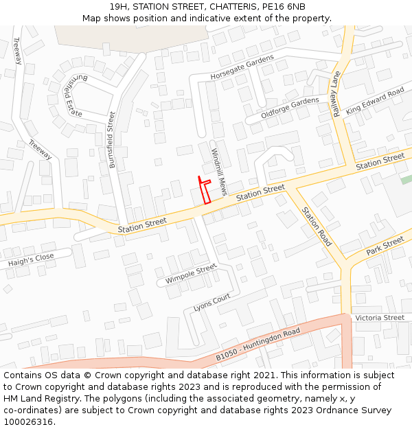 19H, STATION STREET, CHATTERIS, PE16 6NB: Location map and indicative extent of plot