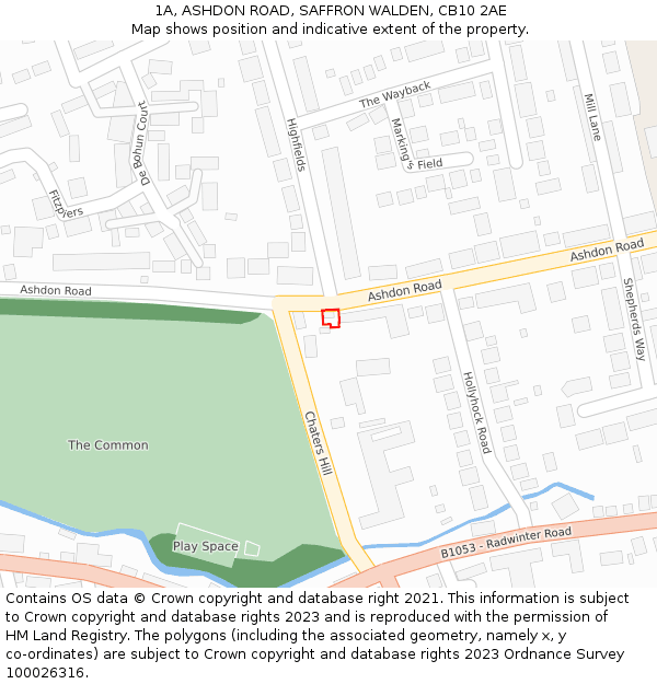 1A, ASHDON ROAD, SAFFRON WALDEN, CB10 2AE: Location map and indicative extent of plot