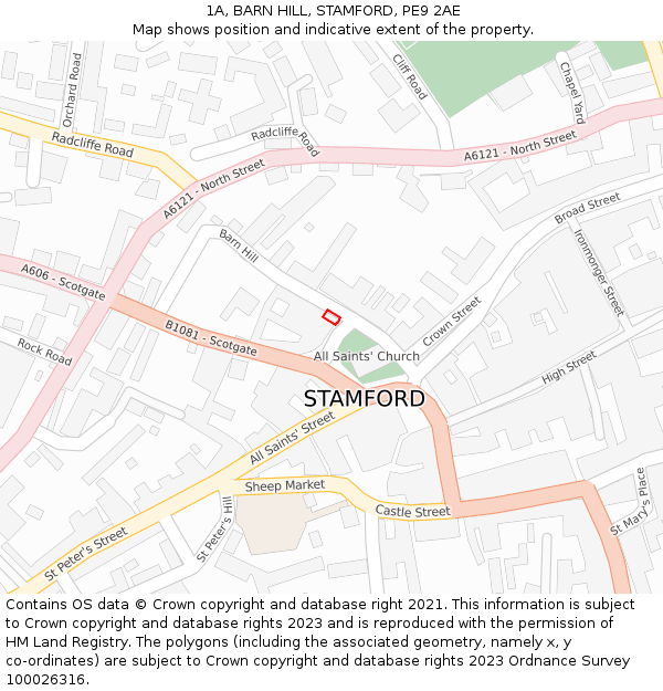 1A, BARN HILL, STAMFORD, PE9 2AE: Location map and indicative extent of plot