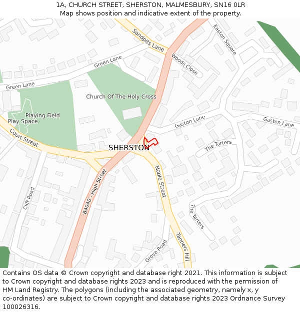 1A, CHURCH STREET, SHERSTON, MALMESBURY, SN16 0LR: Location map and indicative extent of plot
