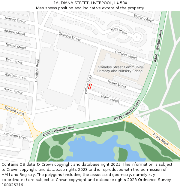 1A, DIANA STREET, LIVERPOOL, L4 5RX: Location map and indicative extent of plot