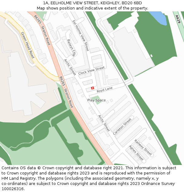 1A, EELHOLME VIEW STREET, KEIGHLEY, BD20 6BD: Location map and indicative extent of plot