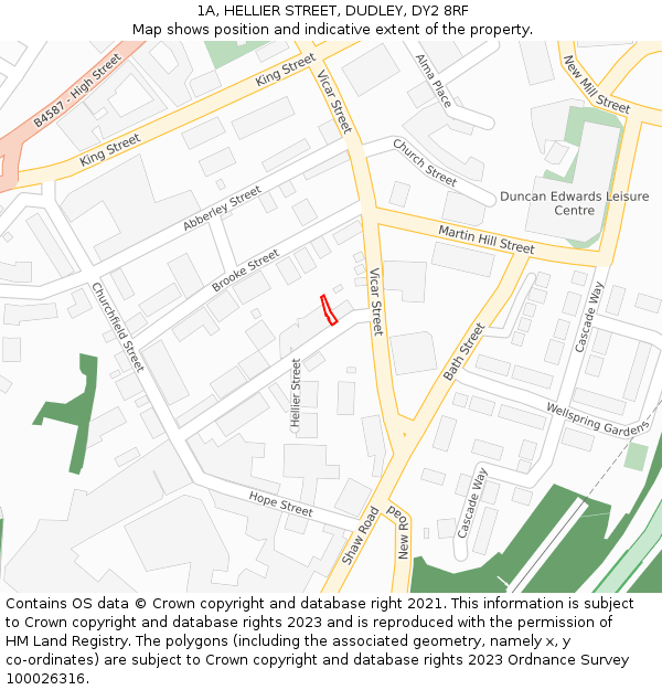 1A, HELLIER STREET, DUDLEY, DY2 8RF: Location map and indicative extent of plot