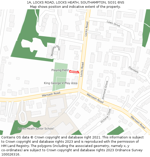 1A, LOCKS ROAD, LOCKS HEATH, SOUTHAMPTON, SO31 6NS: Location map and indicative extent of plot