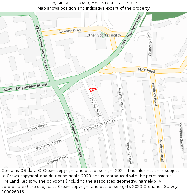 1A, MELVILLE ROAD, MAIDSTONE, ME15 7UY: Location map and indicative extent of plot