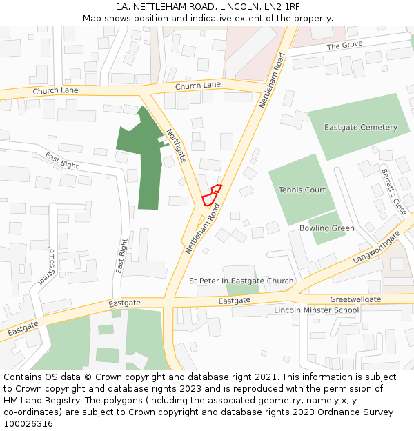 1A, NETTLEHAM ROAD, LINCOLN, LN2 1RF: Location map and indicative extent of plot