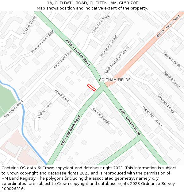 1A, OLD BATH ROAD, CHELTENHAM, GL53 7QF: Location map and indicative extent of plot