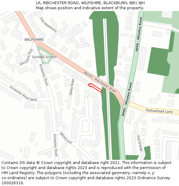 1A, RIBCHESTER ROAD, WILPSHIRE, BLACKBURN, BB1 9JH: Location map and indicative extent of plot