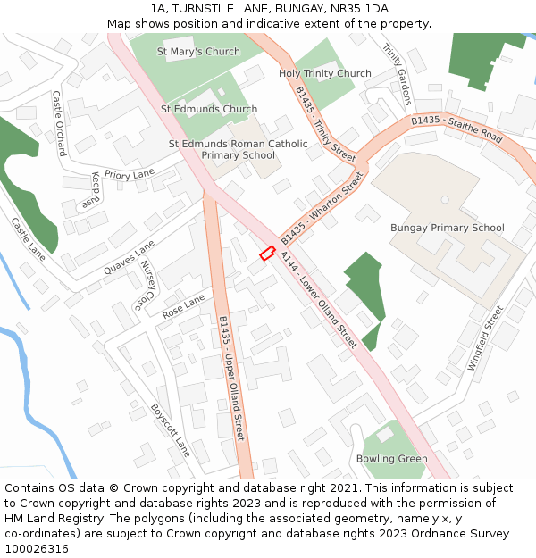 1A, TURNSTILE LANE, BUNGAY, NR35 1DA: Location map and indicative extent of plot