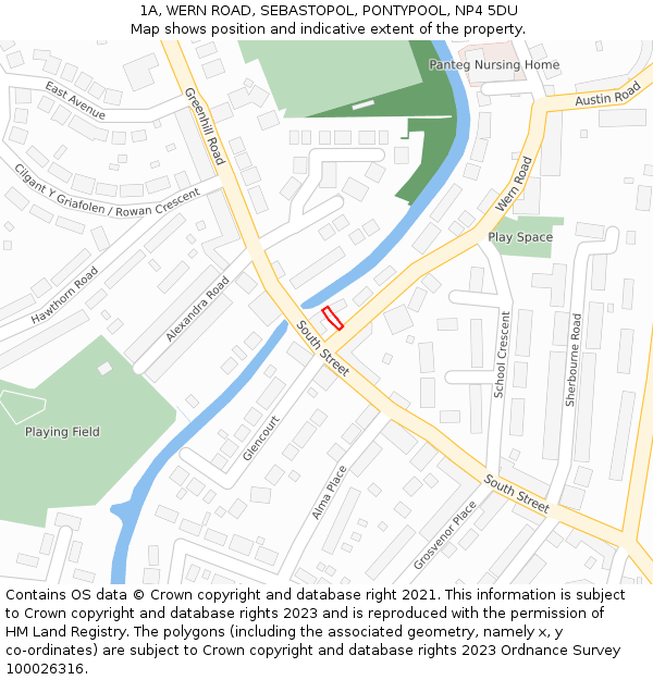 1A, WERN ROAD, SEBASTOPOL, PONTYPOOL, NP4 5DU: Location map and indicative extent of plot