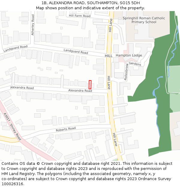 1B, ALEXANDRA ROAD, SOUTHAMPTON, SO15 5DH: Location map and indicative extent of plot
