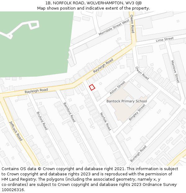 1B, NORFOLK ROAD, WOLVERHAMPTON, WV3 0JB: Location map and indicative extent of plot