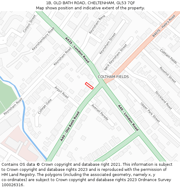 1B, OLD BATH ROAD, CHELTENHAM, GL53 7QF: Location map and indicative extent of plot
