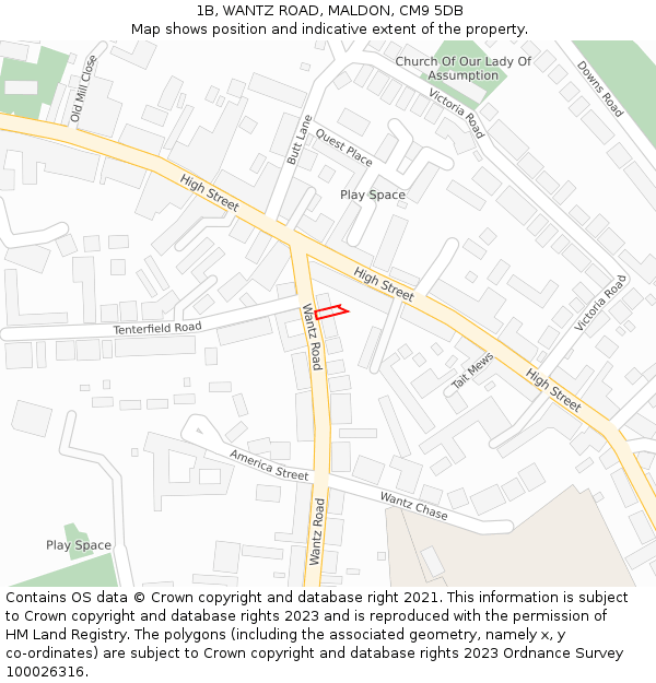 1B, WANTZ ROAD, MALDON, CM9 5DB: Location map and indicative extent of plot