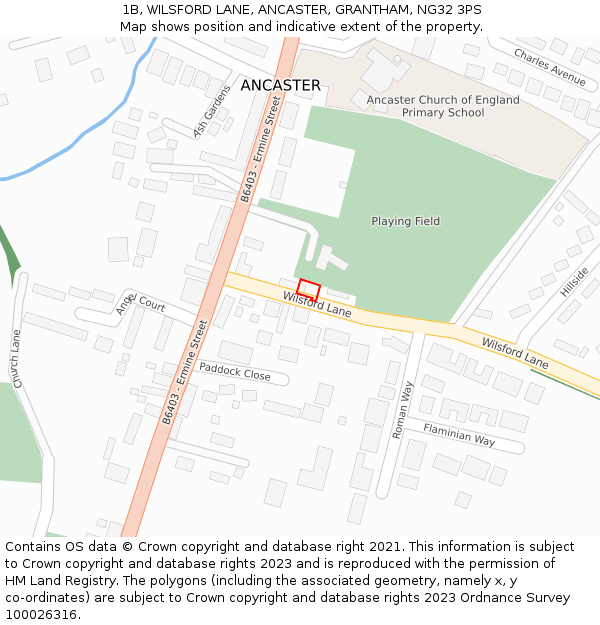 1B, WILSFORD LANE, ANCASTER, GRANTHAM, NG32 3PS: Location map and indicative extent of plot