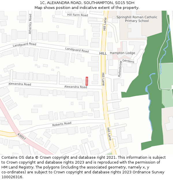 1C, ALEXANDRA ROAD, SOUTHAMPTON, SO15 5DH: Location map and indicative extent of plot