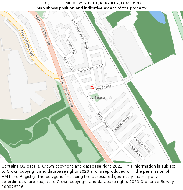 1C, EELHOLME VIEW STREET, KEIGHLEY, BD20 6BD: Location map and indicative extent of plot