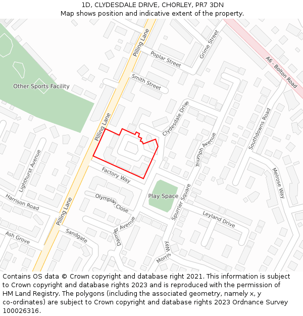 1D, CLYDESDALE DRIVE, CHORLEY, PR7 3DN: Location map and indicative extent of plot