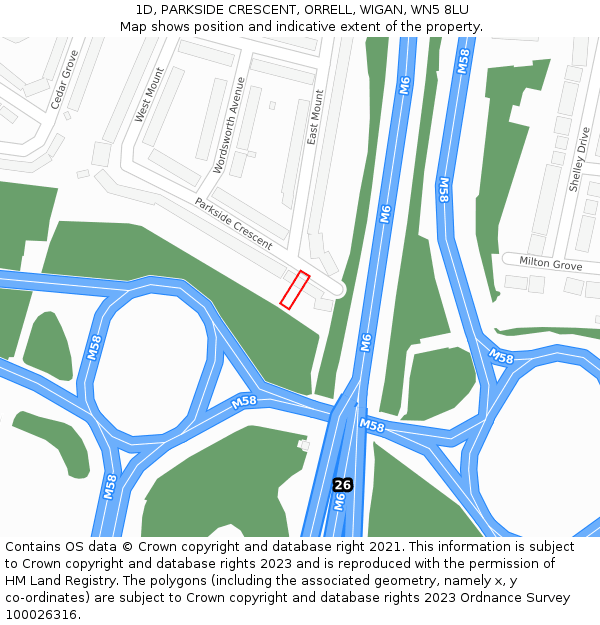 1D, PARKSIDE CRESCENT, ORRELL, WIGAN, WN5 8LU: Location map and indicative extent of plot