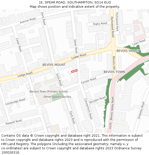 1E, SPEAR ROAD, SOUTHAMPTON, SO14 6UG: Location map and indicative extent of plot