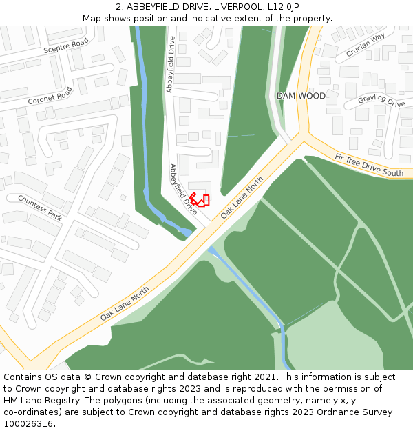 2, ABBEYFIELD DRIVE, LIVERPOOL, L12 0JP: Location map and indicative extent of plot