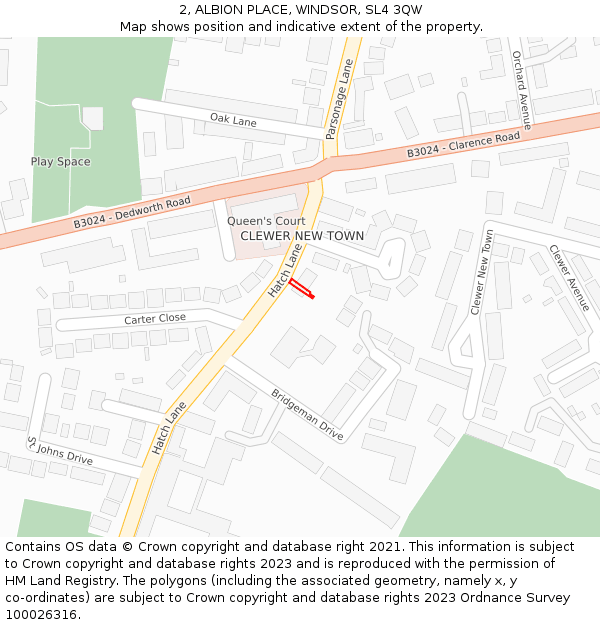2, ALBION PLACE, WINDSOR, SL4 3QW: Location map and indicative extent of plot