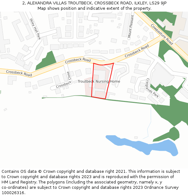 2, ALEXANDRA VILLAS TROUTBECK, CROSSBECK ROAD, ILKLEY, LS29 9JP: Location map and indicative extent of plot
