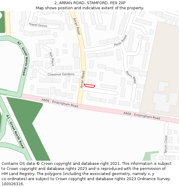 2, ARRAN ROAD, STAMFORD, PE9 2XP: Location map and indicative extent of plot