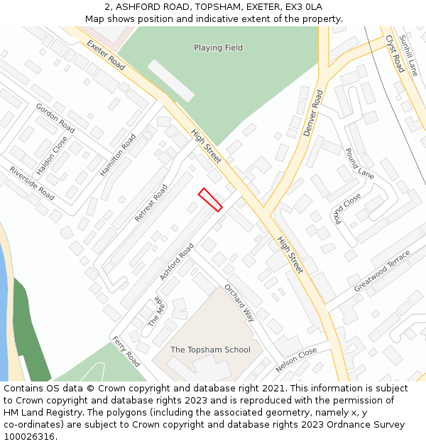 2, ASHFORD ROAD, TOPSHAM, EXETER, EX3 0LA: Location map and indicative extent of plot
