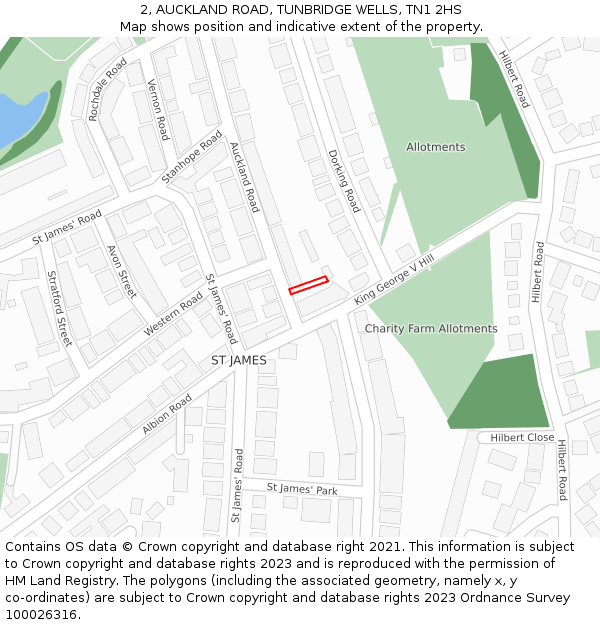 2, AUCKLAND ROAD, TUNBRIDGE WELLS, TN1 2HS: Location map and indicative extent of plot