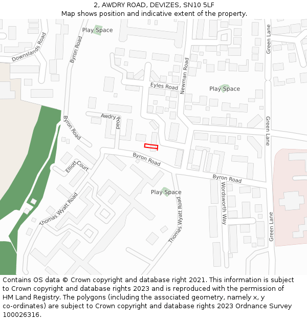 2, AWDRY ROAD, DEVIZES, SN10 5LF: Location map and indicative extent of plot