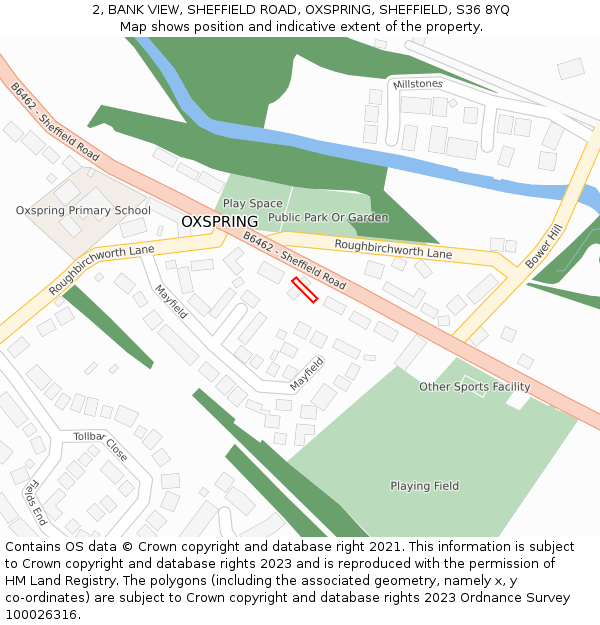 2, BANK VIEW, SHEFFIELD ROAD, OXSPRING, SHEFFIELD, S36 8YQ: Location map and indicative extent of plot