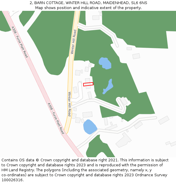 2, BARN COTTAGE, WINTER HILL ROAD, MAIDENHEAD, SL6 6NS: Location map and indicative extent of plot