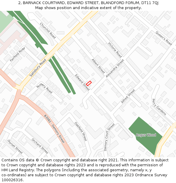 2, BARNACK COURTYARD, EDWARD STREET, BLANDFORD FORUM, DT11 7QJ: Location map and indicative extent of plot