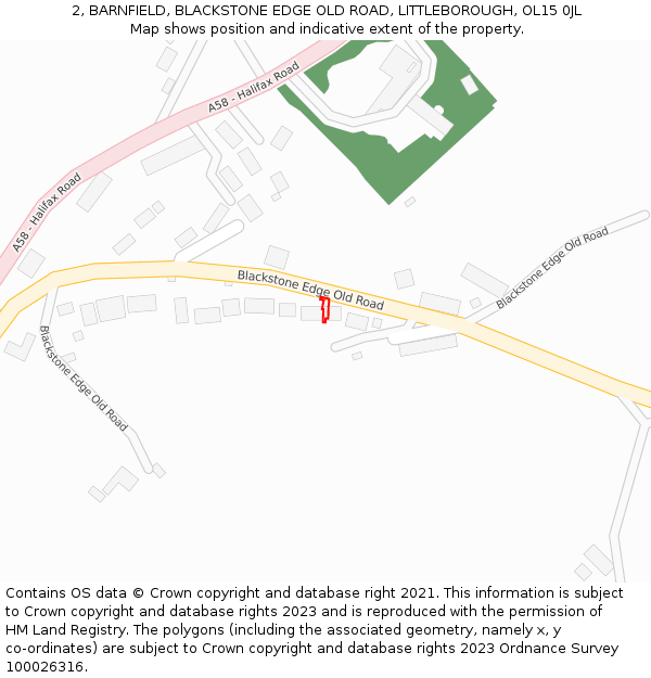 2, BARNFIELD, BLACKSTONE EDGE OLD ROAD, LITTLEBOROUGH, OL15 0JL: Location map and indicative extent of plot
