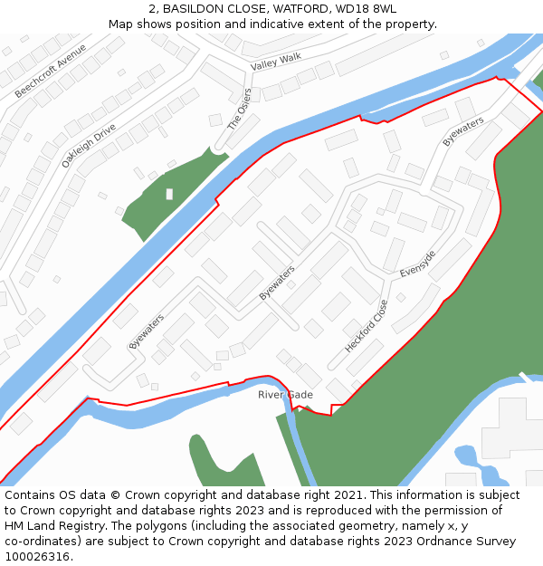 2, BASILDON CLOSE, WATFORD, WD18 8WL: Location map and indicative extent of plot
