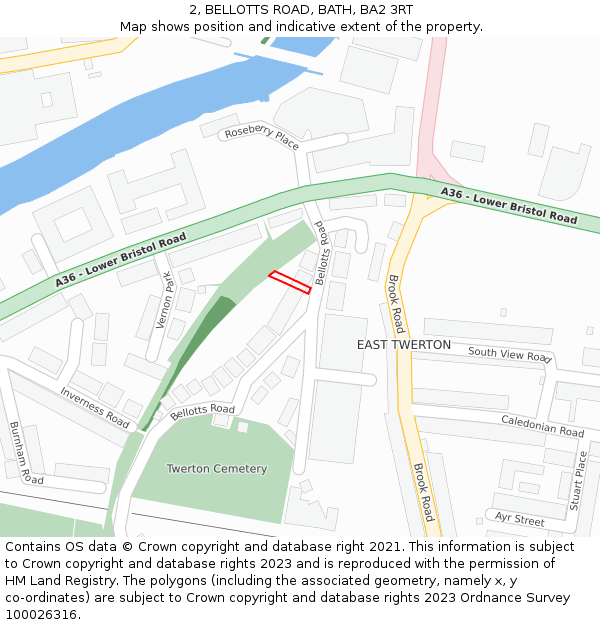 2, BELLOTTS ROAD, BATH, BA2 3RT: Location map and indicative extent of plot