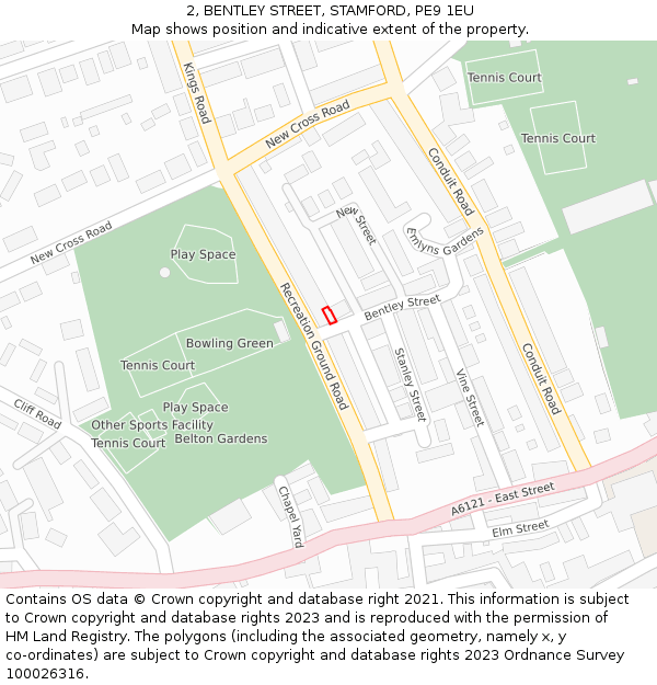 2, BENTLEY STREET, STAMFORD, PE9 1EU: Location map and indicative extent of plot