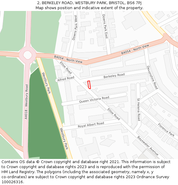 2, BERKELEY ROAD, WESTBURY PARK, BRISTOL, BS6 7PJ: Location map and indicative extent of plot
